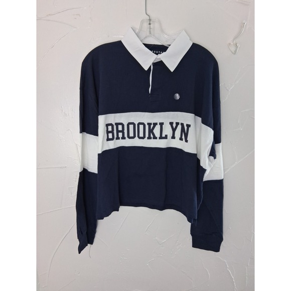Aeropostale Tops - Aeropostale Boyfriend Crop Rugby Polo Top Womens Size‎ Large Preppy Academia